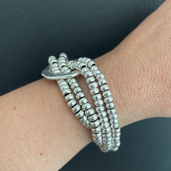 THE ORBIT • Boho bracelet • Silver plated beads and real leather - Picture 9 of 12